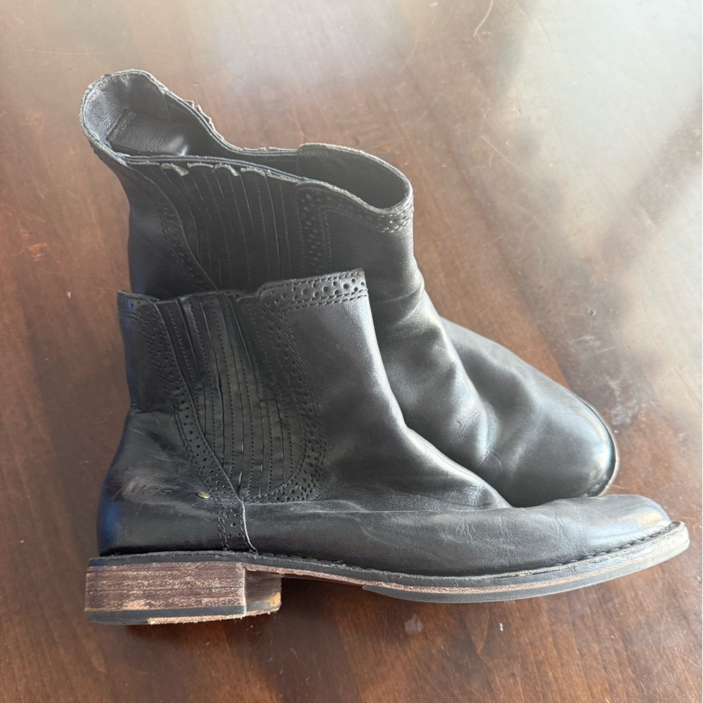 Ugg Black Leather Ankle Boots